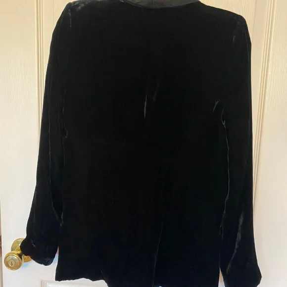 A831 ZARA STUDIO BLACK VELVET GOLD BUTTONS TUXEDO SILK JACKET COAT BLAZER - S - Picture 4 of 4